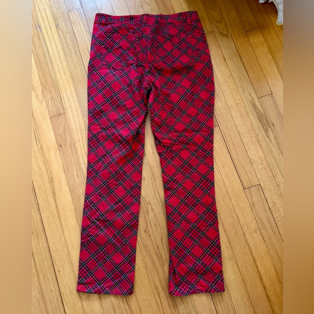 Lexington Red Plaid Jeans by Charter Club Women’s Size 10 Straight Leg Pants - Picture 4 of 6